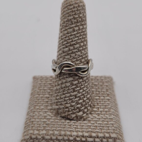 Size 9 Sterling Silver Thick Handmade Woven Unisex Ring A2384 - Picture 1 of 7